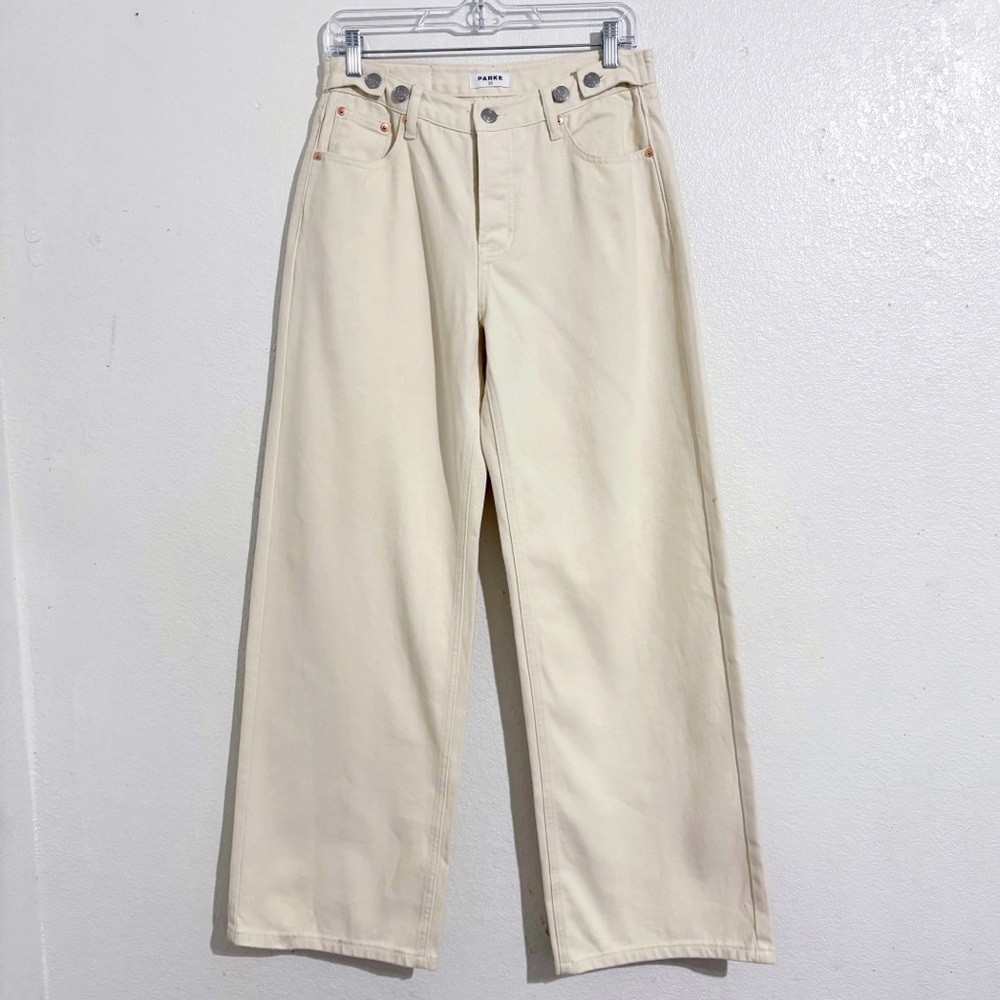 High-Rise Wide Leg Jeans in Cream - Women